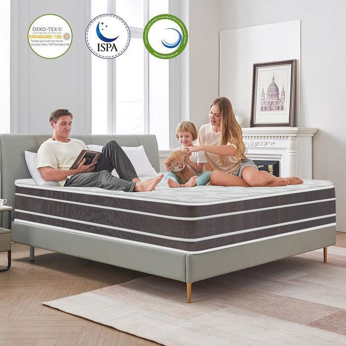Colchón de 140x190 cm - Grosor 26 cm - Espuma viscoelástica - 10 zonas - Firmeza media - Transpirable - Alta resiliencia - Extremadamente