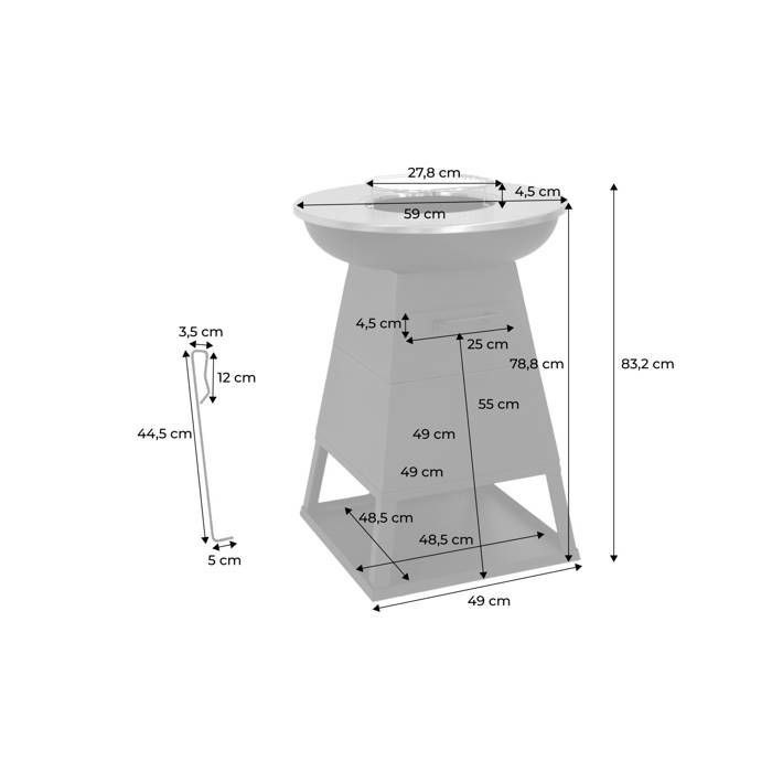 IZALCO barbecue vuurkorf met een diameter van 59 cm en opbergruimte