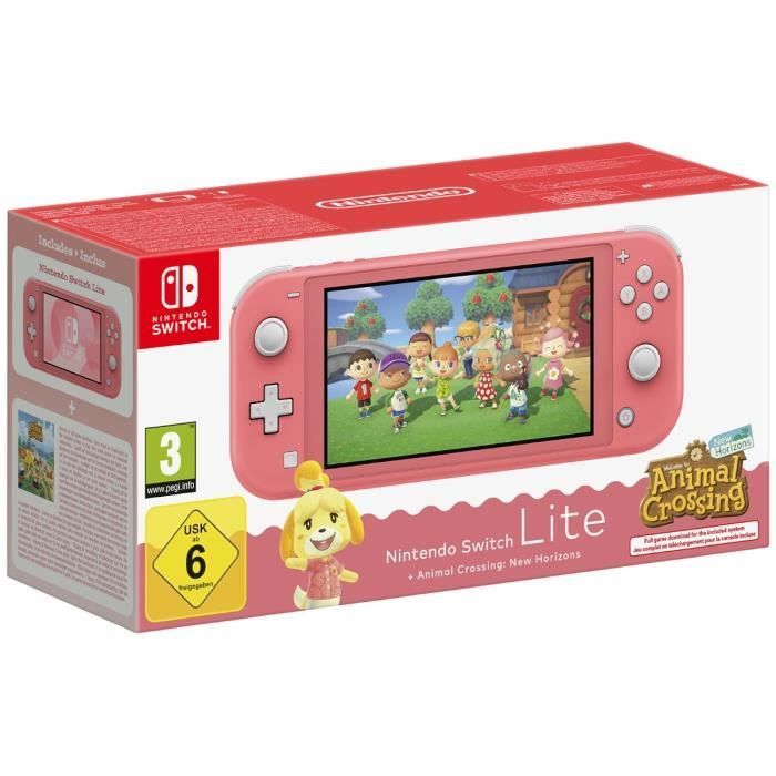 Nintendo Switch Lite handheld console • Coral + Animal Crossing: New Horizons (Download)