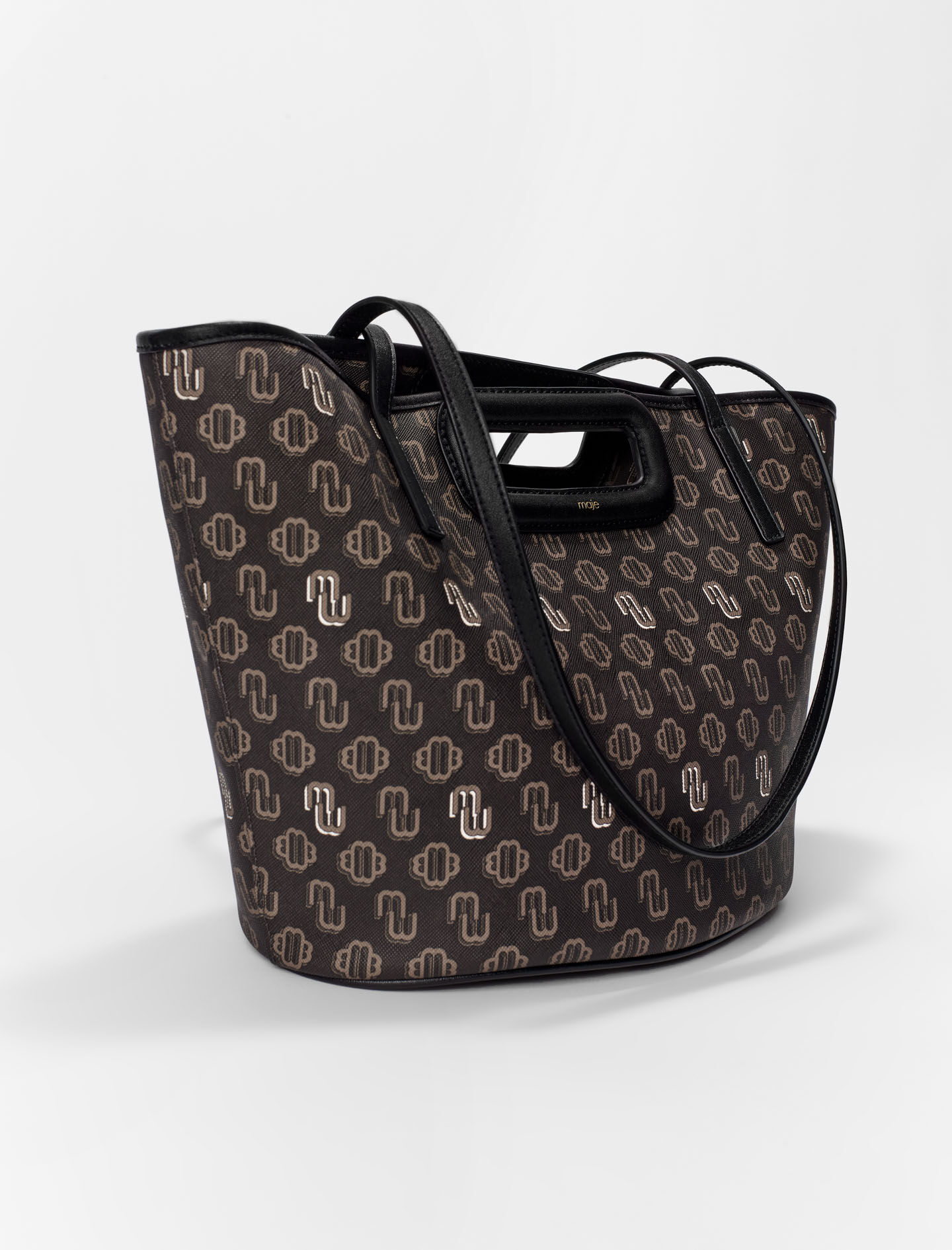 Canvas shopper tas maat M met klavertje - Bruin