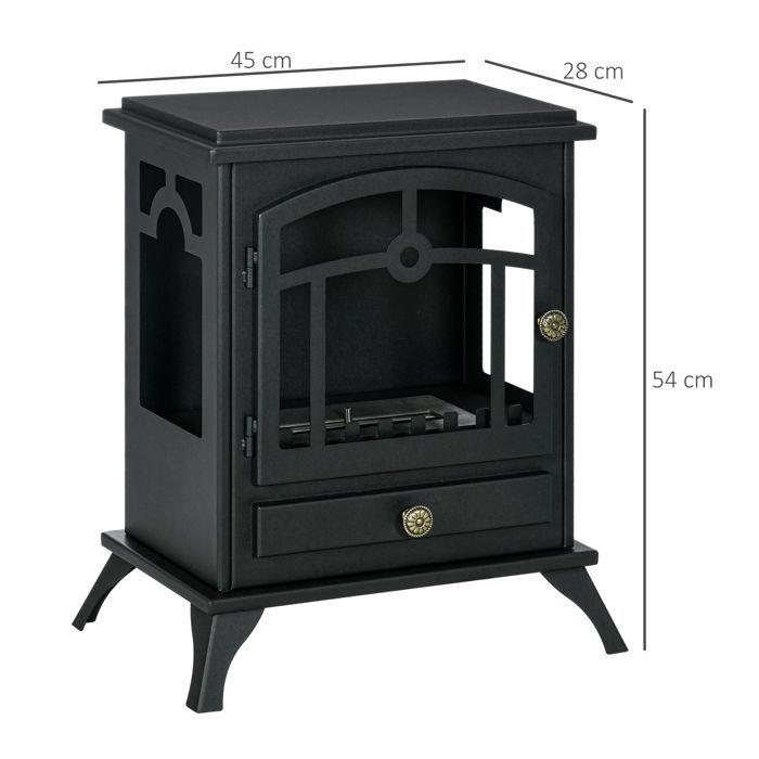 Chimenea de bioetanol - HOMCOM - independiente, quemador de 1,2 L, control de llama, calefacción - acero - 45x28x54cm - negro