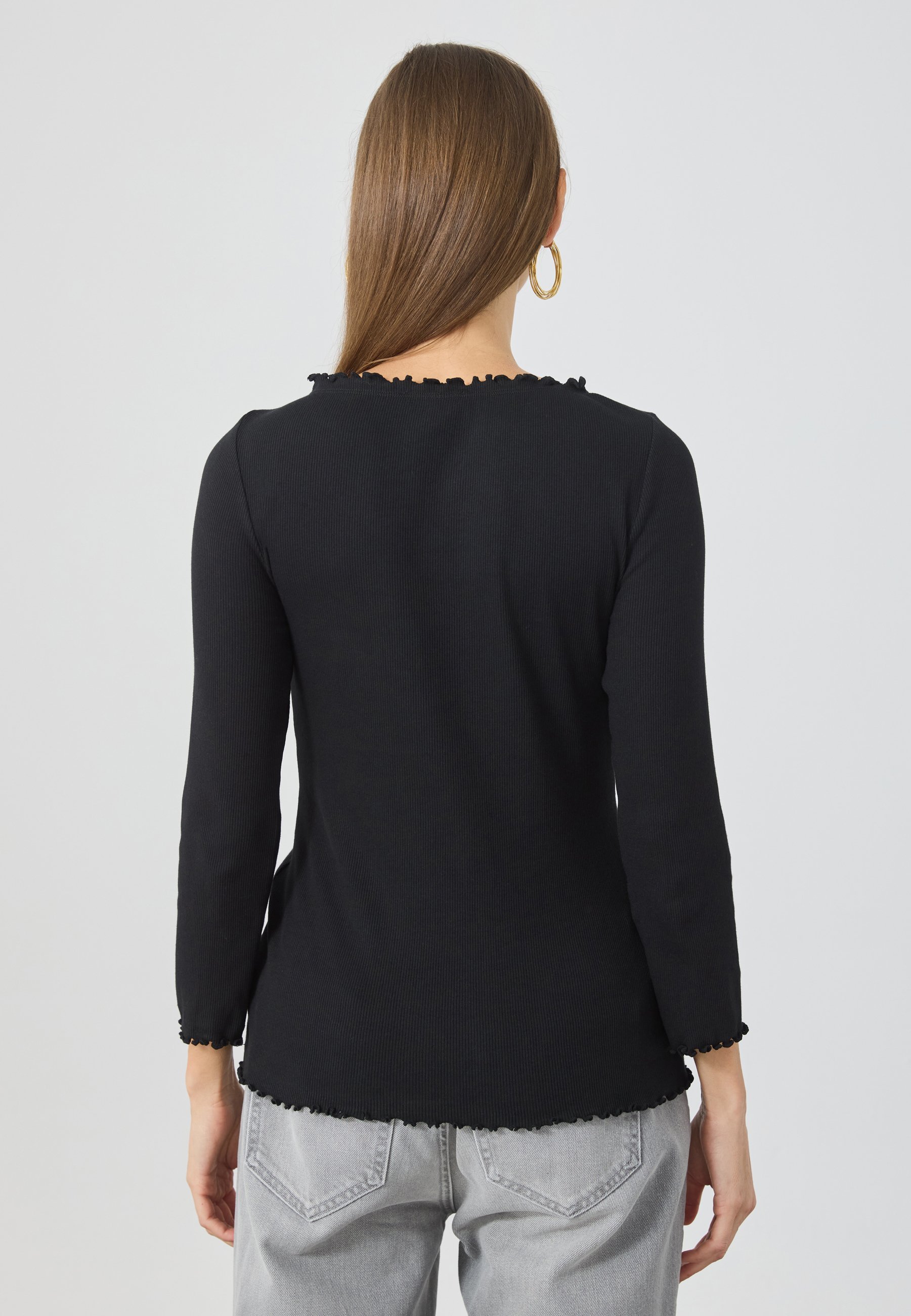 Anna Field MAMA majica z dolgimi rokavi - črna