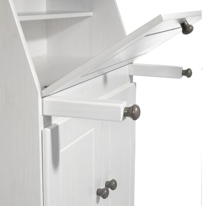 Bureau secrétaire DAVID avec abattant rangement plusieurs étagères 2 portes plan de travail rabattable, en pin massif taupe et