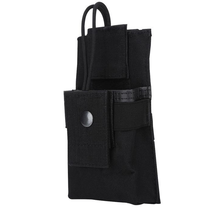 Custodia portatile in nylon per walkie-talkie, radio, ideale per sport all'aria aperta, colore nero.