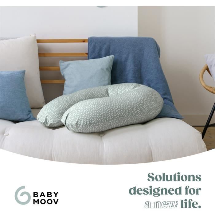 doomoo Coussin de Grossesse et Coussin d'Allaitement Buddy, Ultra Confort, Certifié Oeko-Tex, Cloudy Kaki
