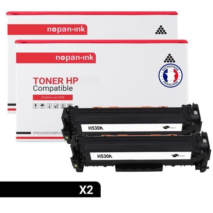 NOPAN-INK - x2 Toners HP CC530A compatibles HP Color LaserJet CP2025 CP2025N CP2025DN CM2320 CM2320N MFP CM2320NF MFP CM2320FXI MFP