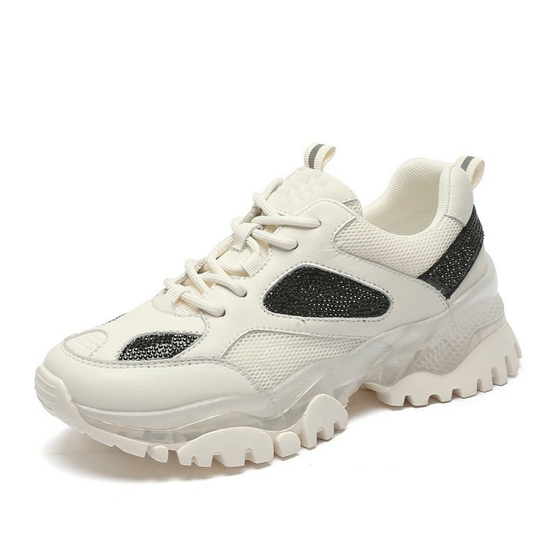 Sneakers Daddy Shoes da donna, estate 2021, nuove sneakers casual con strass lucidi e suola spessa, scarpe coreane traspiranti da ragazza.