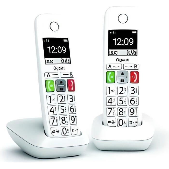 Teléfono inalámbrico Gigaset E290 Duo - Blanco - Pantalla grande - Botones grandes - Mejora de audio