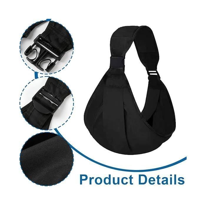 Portabebés tipo fular ZEAICOS negro, portabebés de cadera, para recién nacidos y niños pequeños hasta la talla indicada en la etiqueta.