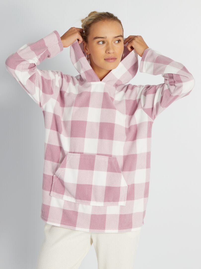 Parte superior de pijama de franela - blanco/rosa