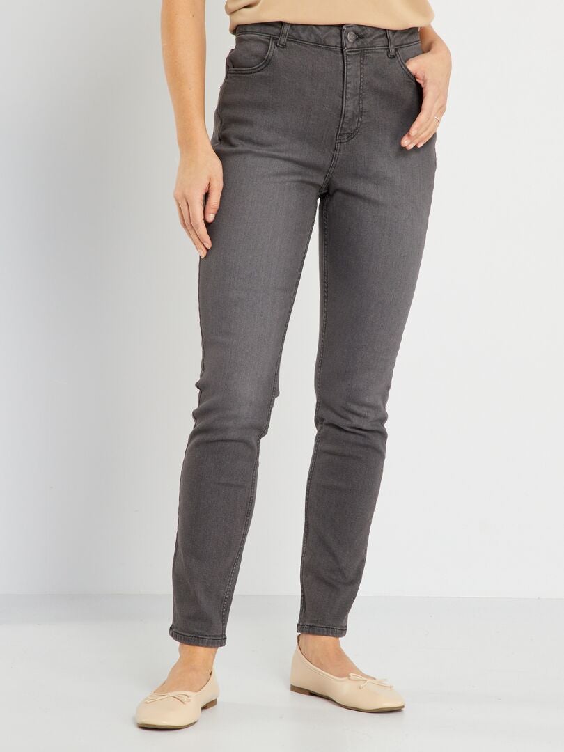 Calça jeans slim de cintura alta tamanho L32 - CINZA