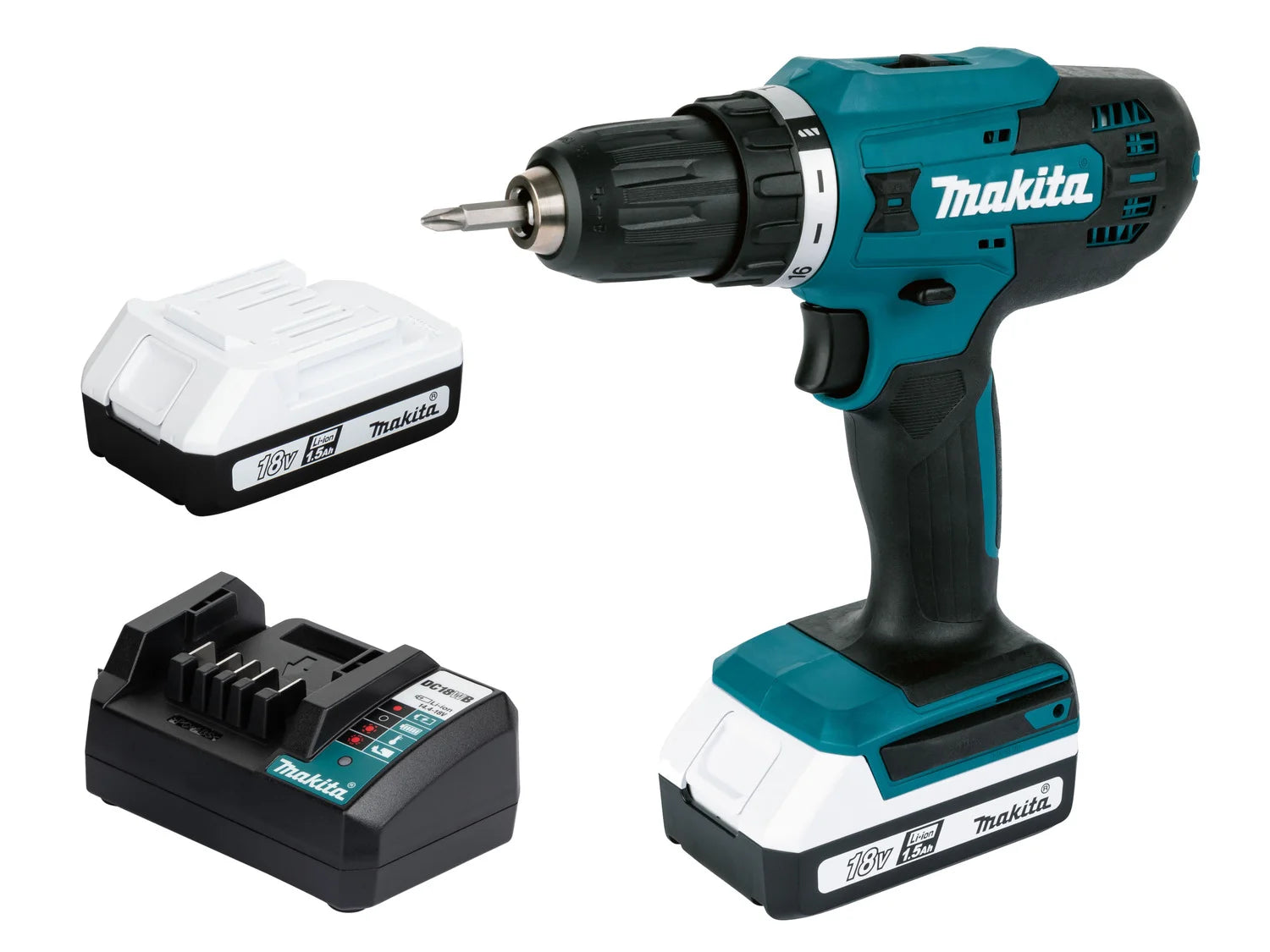 Makita 18 V akku-boremaskinesæt »DF488D«, med 2 batterier og oplader