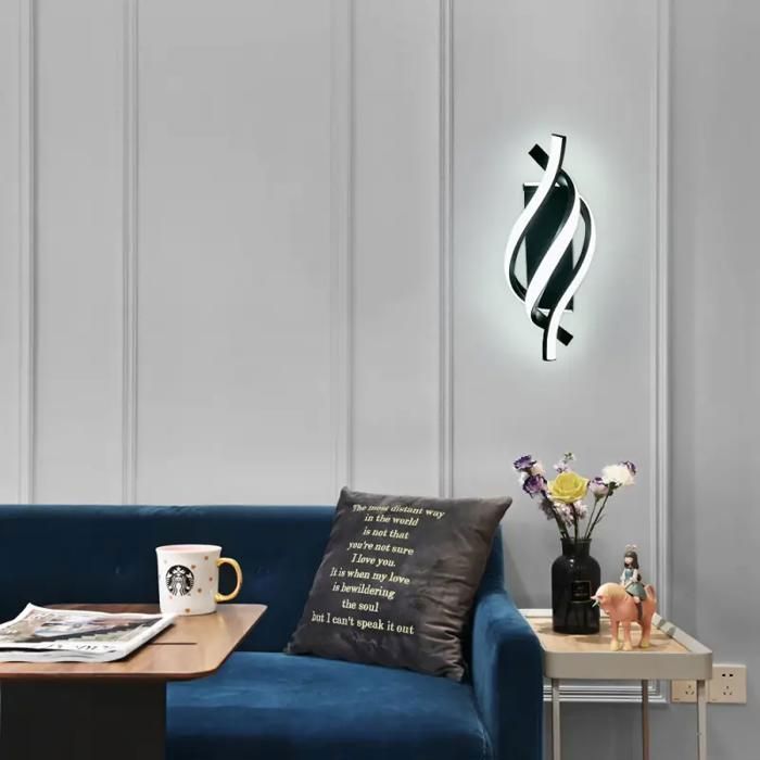 DELIPOP Applique Murale LED 19W 2500lm 6500K Lampe Murale Intérieur Moderne Noir Aluminium Pour Couloir Chambre Escalier