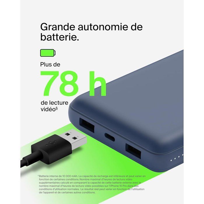 Externer Akku – BELKIN – 20.000 mAh – USB-A & USB-C – 15 W – Blau