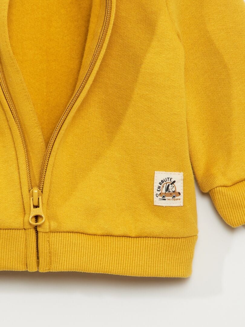Sudadera con cremallera de tejido polar - amarilla