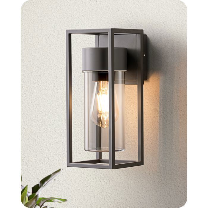 Aplique de pared EDISHINE para interior/exterior, gris oscuro, resistente al agua IP44, casquillo E27, requiere bombilla, iluminación de pared para exteriores.