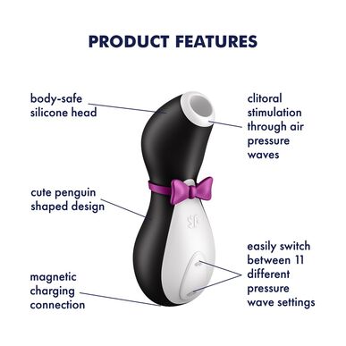 Vibrátor na klitoris Satisfyer Penguin černý 1 kus 1 kus