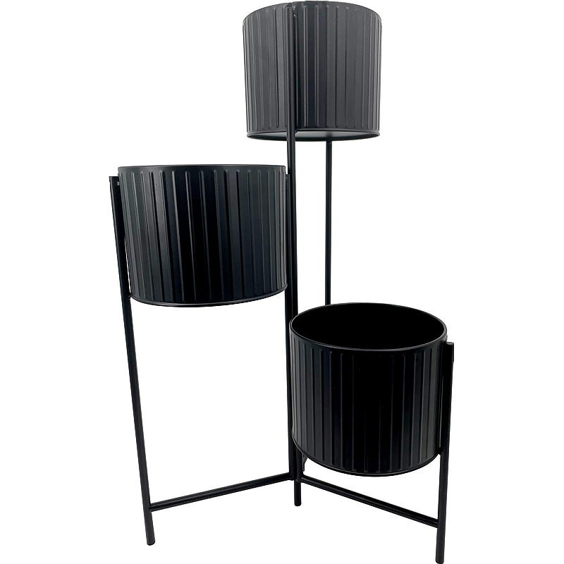 Sockel für 3 Töpfe, 37 x 65 cm, Metall, schwarz