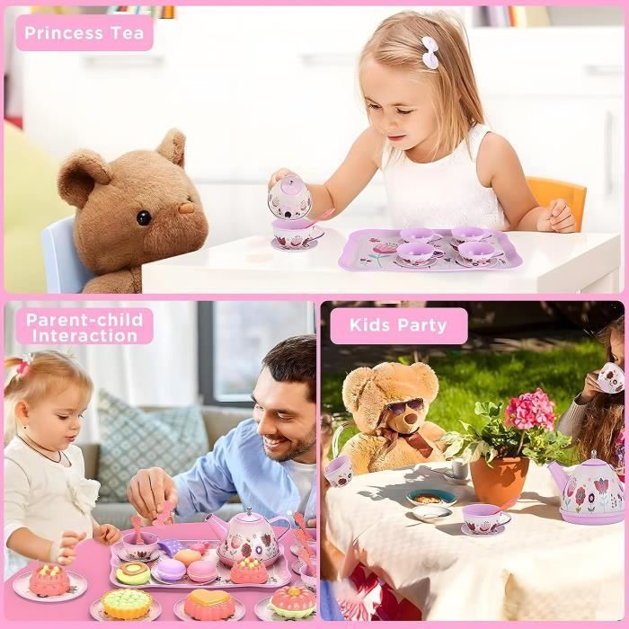 Service à Thé pour Enfants,Jouet de Cuisine Faisant Semblant pour Enfants Tea Party Jeux de Rôle,Dinette Enfant Service à Café