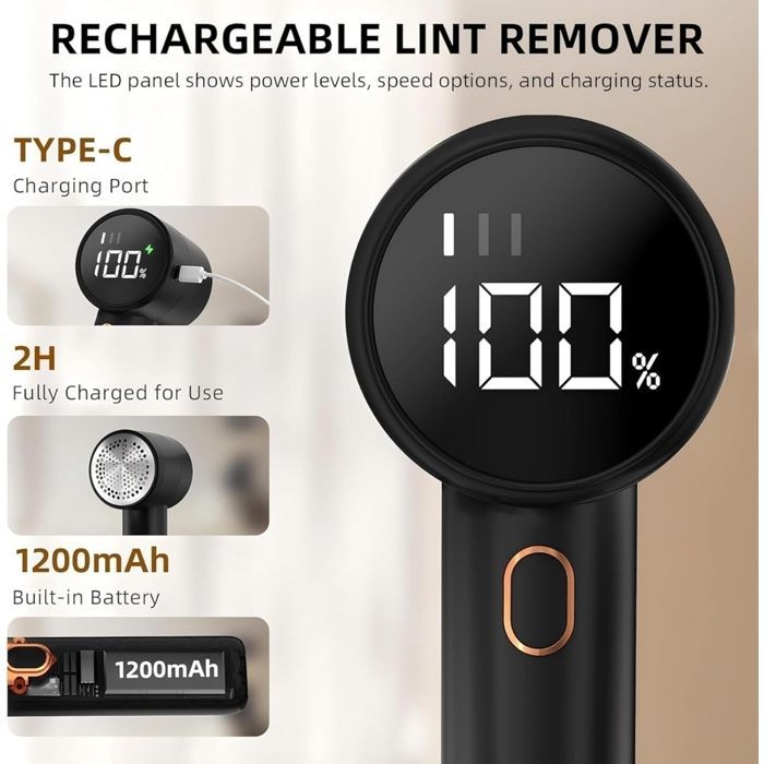 Rasoir anti-bouloches rechargeable avec écran LCD – Haute performance et design moderne