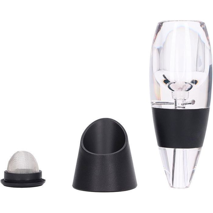 Carafe à décanter et carafe à vin avec dispositif d'aération unique qui améliore la saveur du vin, surface lisse, argent