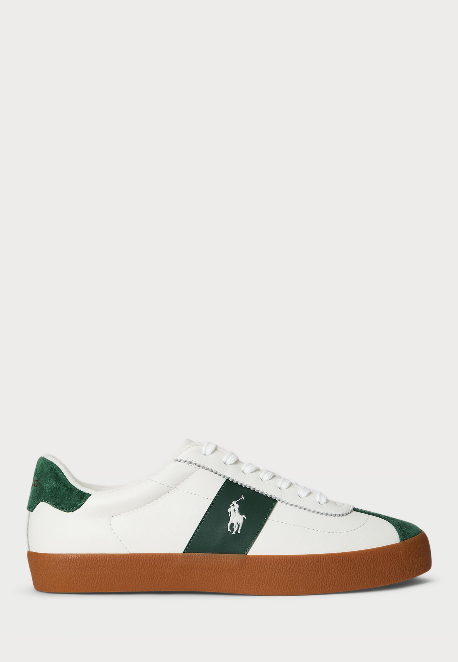 Polo Ralph Lauren COURT VULC LEATHER-SUEDE SNEAKER UNISEX - Sneakers - bianco deckwash/foresta