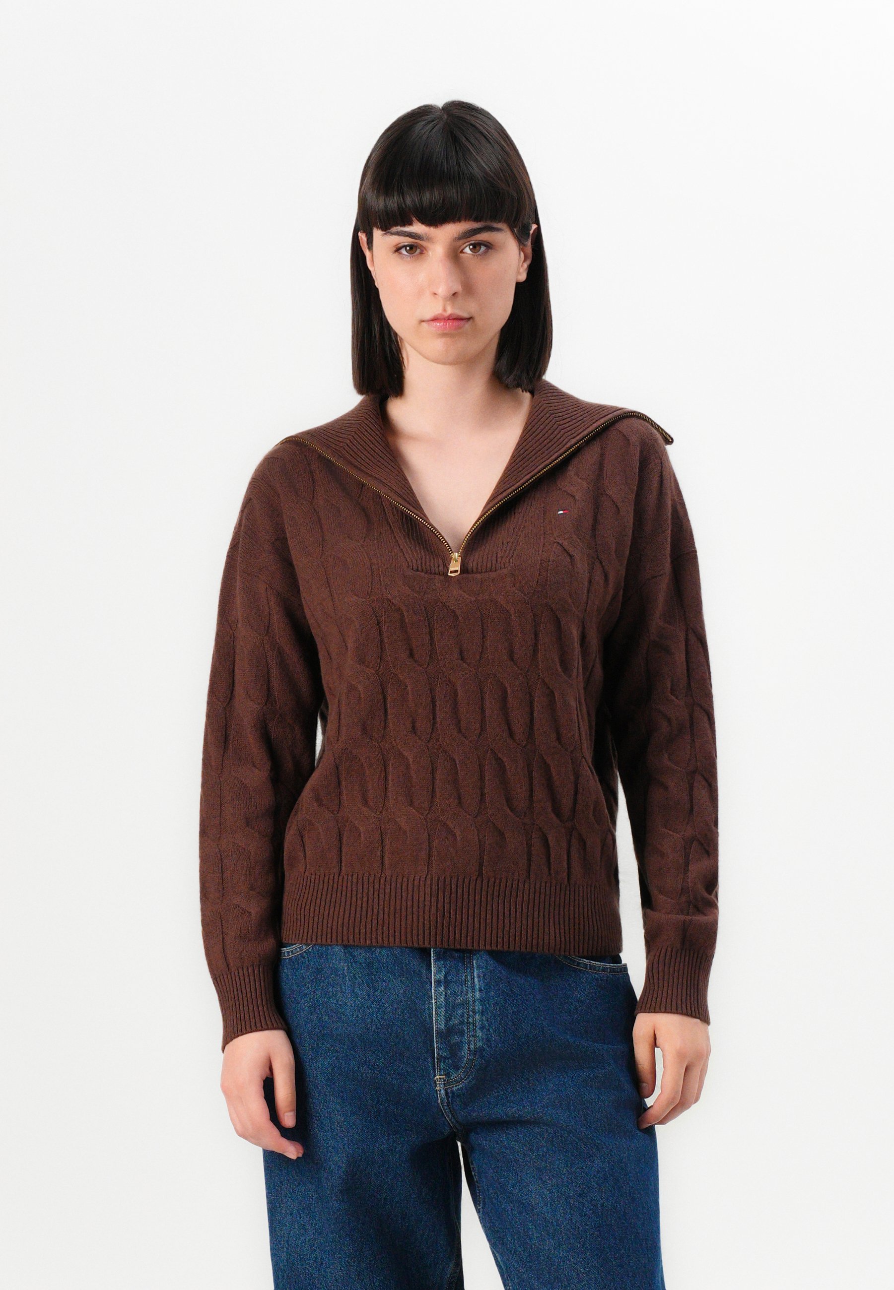 Pull Tommy Hilfiger SOFT CABLE - marron classique