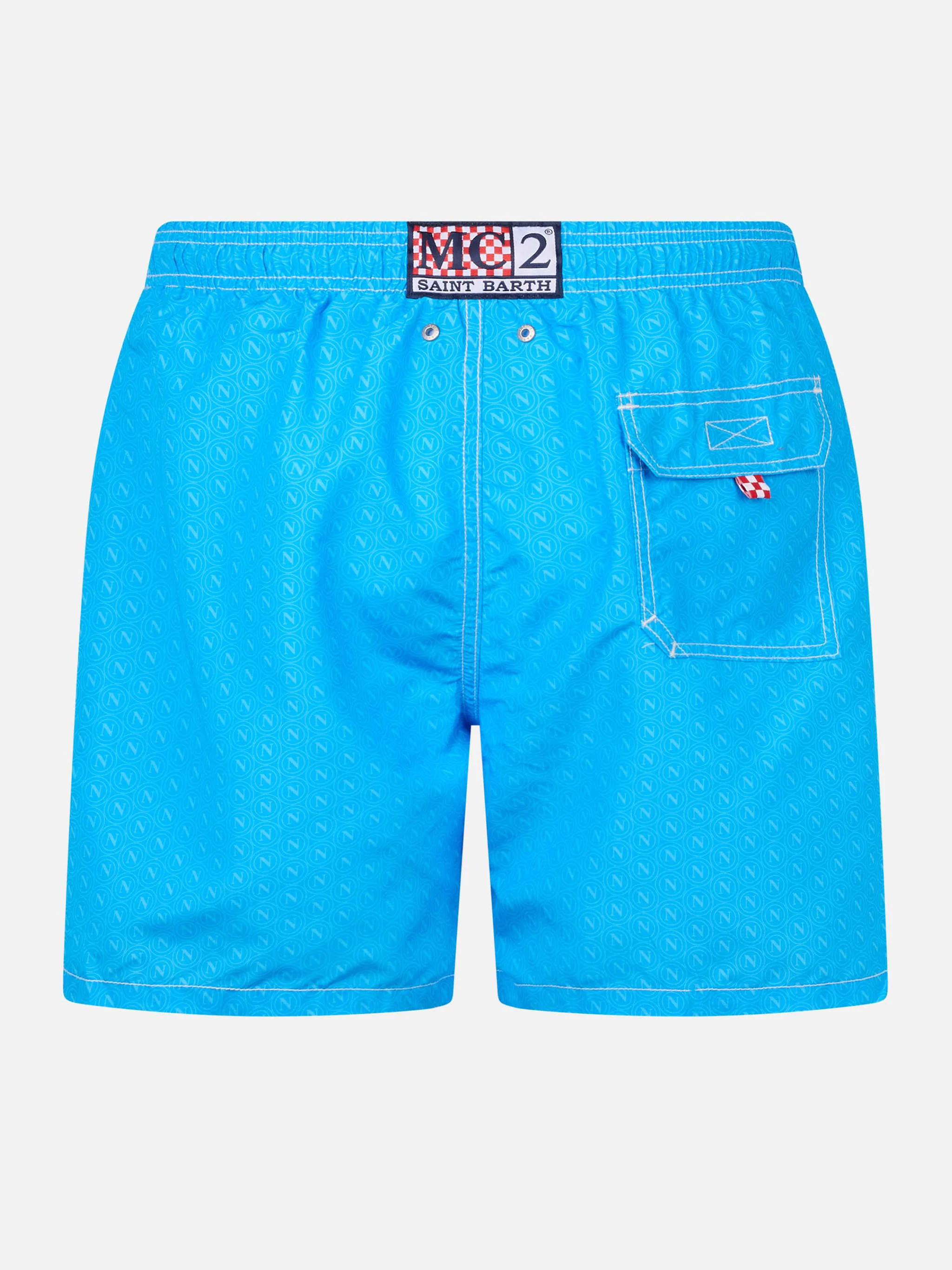 Gustavia Mid-Length Swim Shorts | Napoli Print | Peach Touch Fabric | AI-Designed | MC2 Saint Barth | SSC NAPOLI SPECIAL EDITION