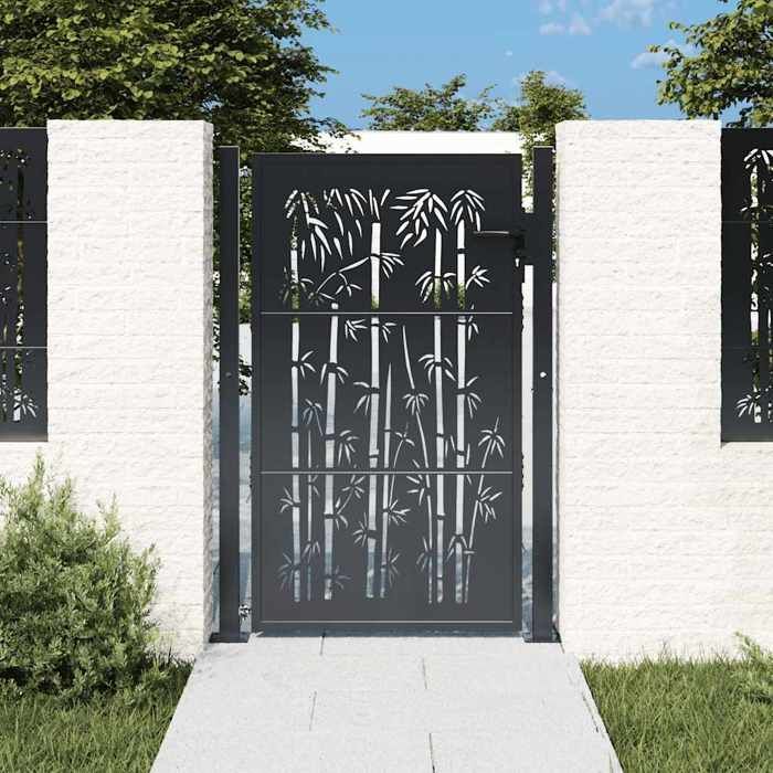 vidaXL Portail de Jardin, Portillon de Patio, Barrière de Sécurité, Porte d'Extérieure Terrasse, Anthracite 105x155 cm Acier 153181