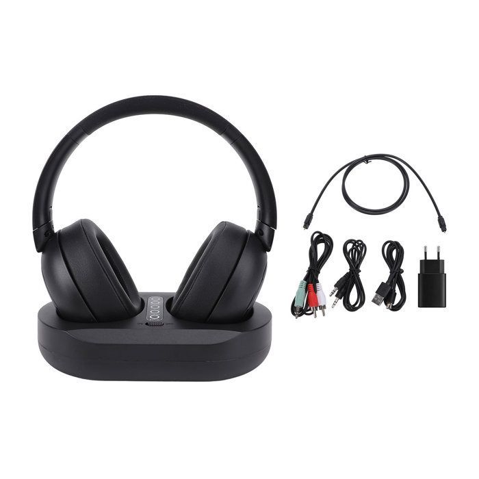 Auriculares inalámbricos Qiilu para TV para personas mayores: escucha cómoda con base de carga Bluetooth 5.3 y fácil de usar.