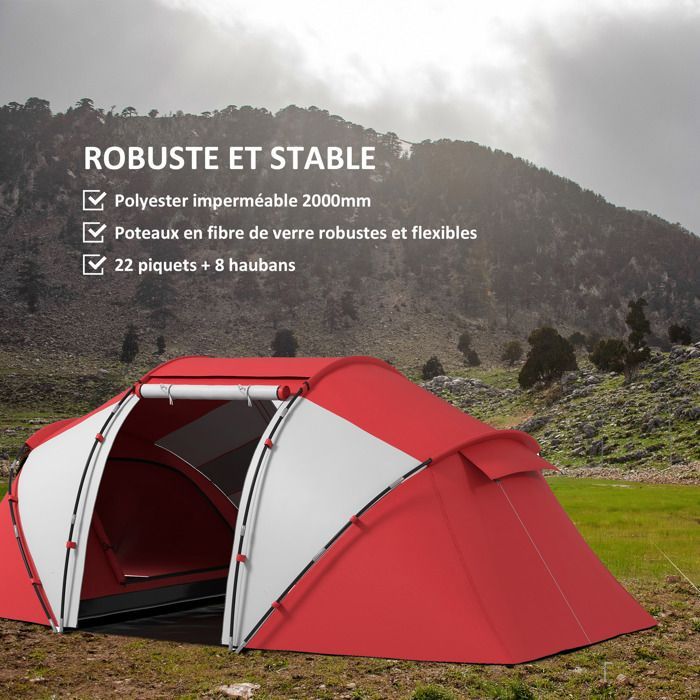 Outsunny - Tente de camping - Polyester - 430x240x170cm - Rouge