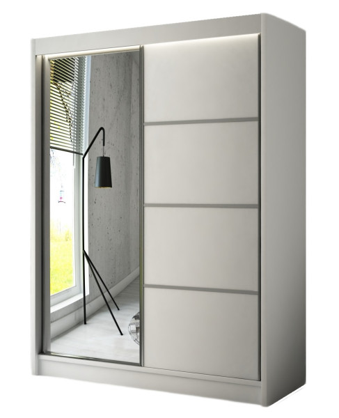 Szafa PAKO przesuwna z lustrem 120 cm - Biała mat