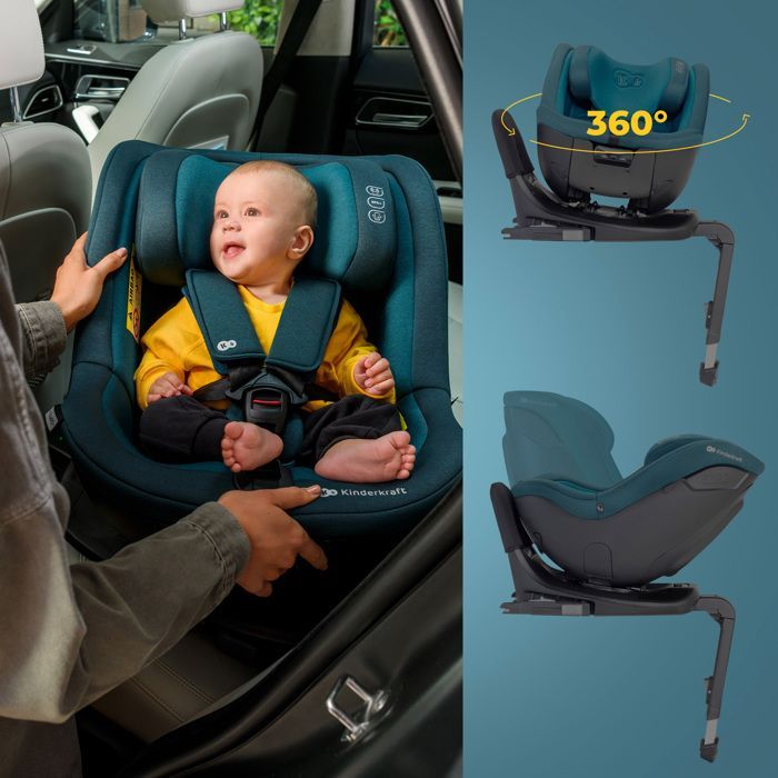 Silla de coche para bebé Kinderkraft I-GUARD PRO I-SIZE, 61–105 cm, giro de 360°, reclinable, H-GUARD, SPS, orientación hacia atrás/hacia adelante, negra