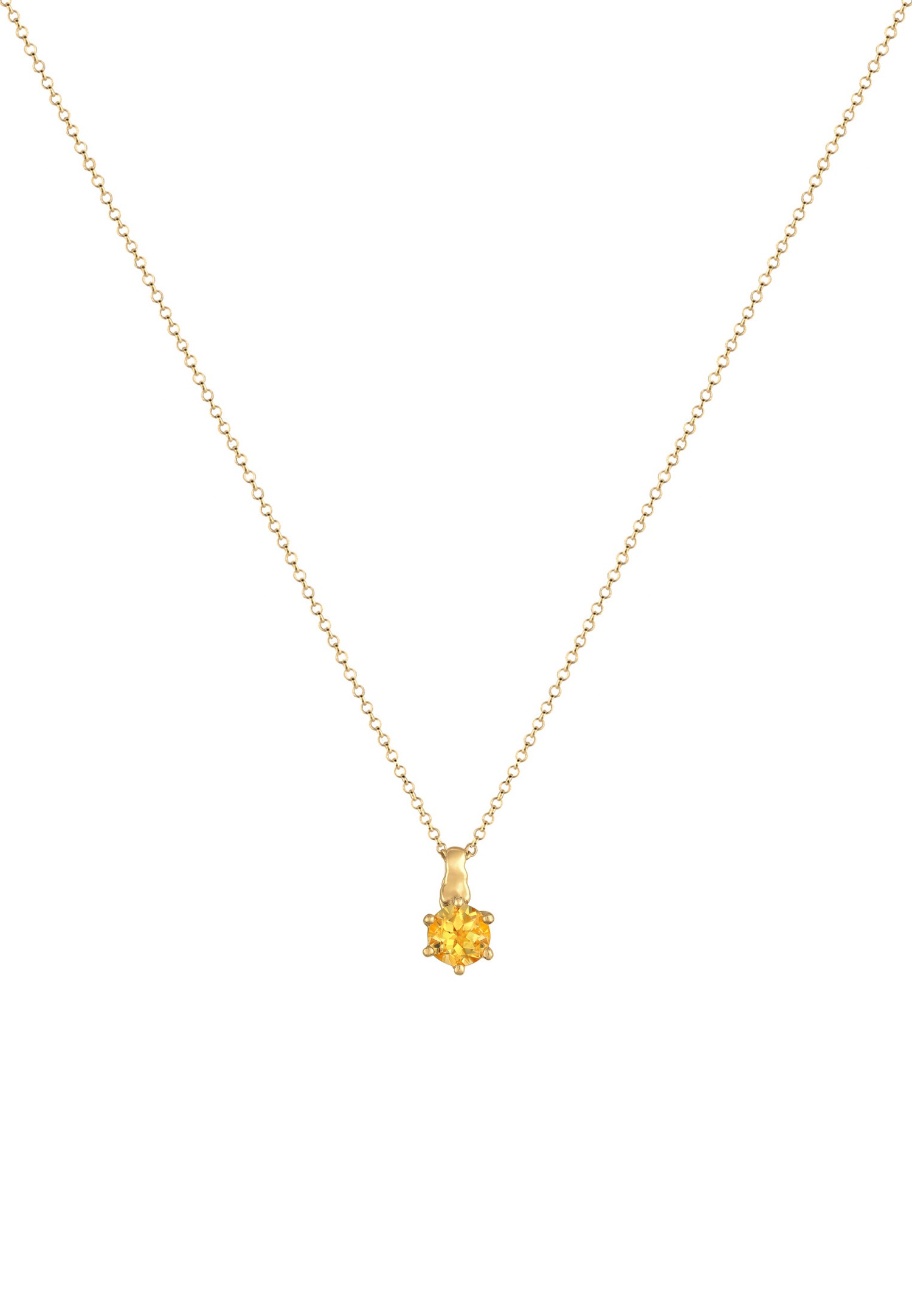 Elli Pendentif solitaire classique pour femme avec pierre de citrine en argent sterling 925 plaqué or
