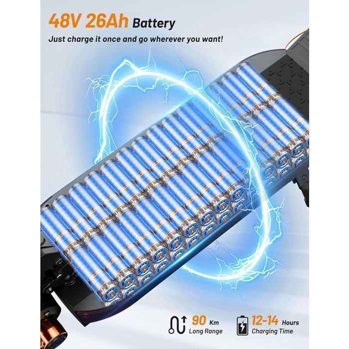 JOYOR S8 - Patinete Elétrico - Motor de 600W - Velocidade Máxima de 90km/h - Bateria de 48V 26Ah - Pneus de 10 polegadas - Dobrável - Preto