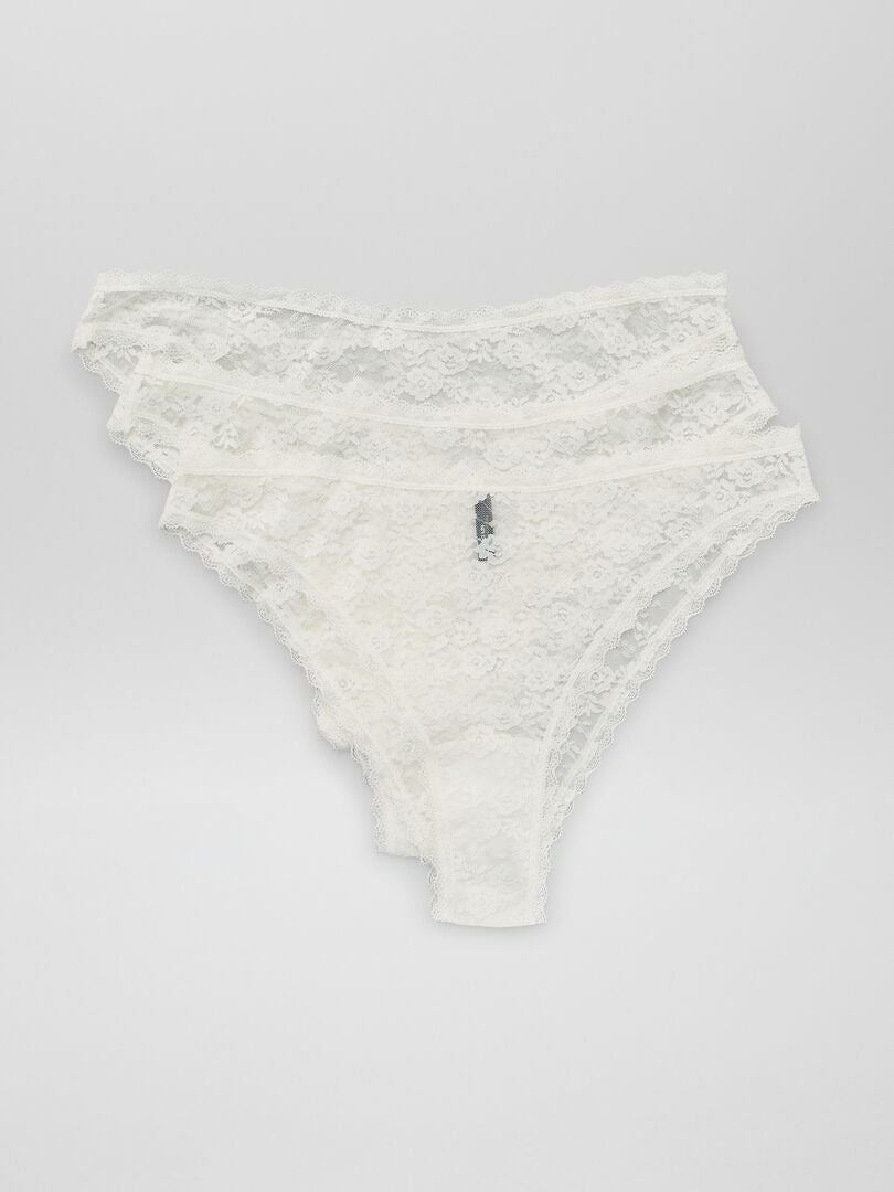 Set van 3 kanten stringtjes - wit