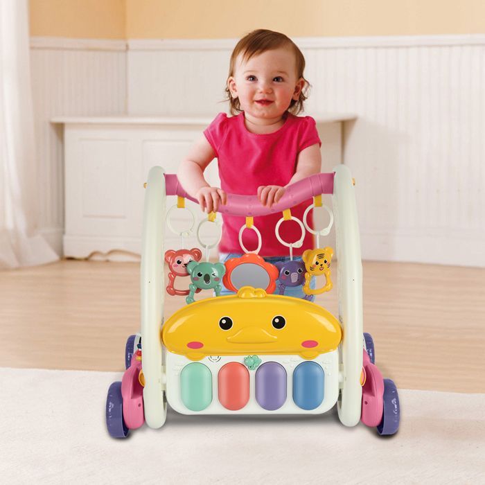 YIPEEMA. 2-in-1 baby playmat and walker, playmat - activity area, with four wheels, pink, 41*69*45 cm.