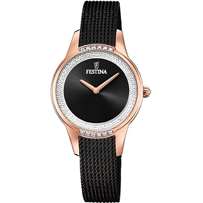 Orologio da donna Festina in nero, rosa e cristallo - FESTINA - Quarzo - Vetro minerale - Resistente all'acqua