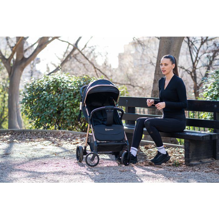 Bebelissimo - Ultra Compact Baby Stroller - Lightweight - One-Hand Fold - Walnut - Pink