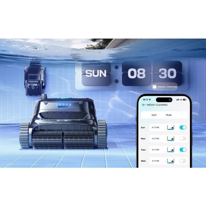 Robô de piscina sem fio - WYBOT - Wybot S2 Solar - Carregamento solar - Limpeza completa - 2,5 horas de autonomia