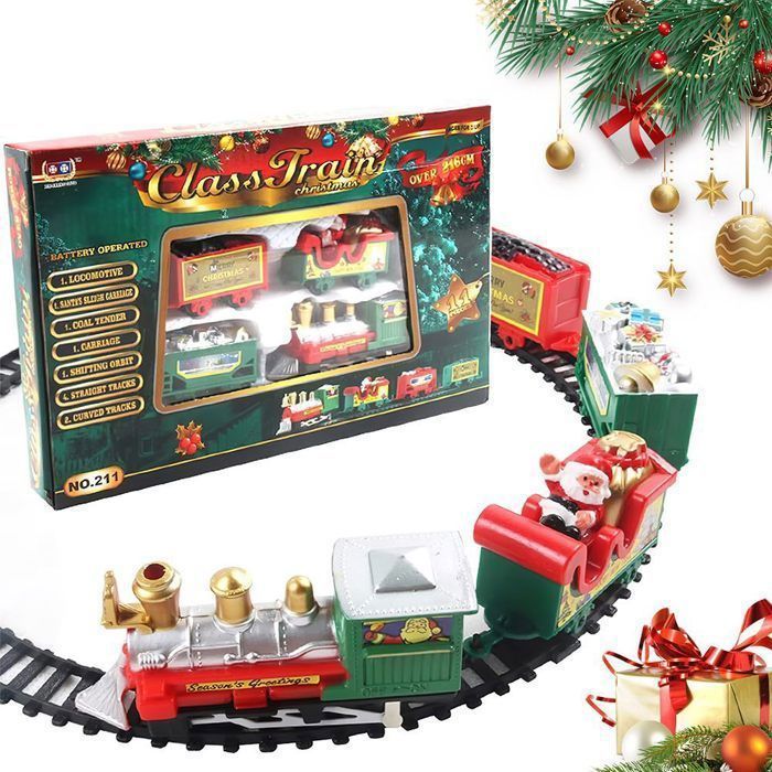 Tren eléctrico navideño, tren infantil con vías para niños y niñas.