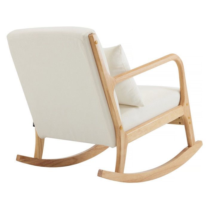 Schommelstoel in Scandinavische stijl van bouclé en hout 