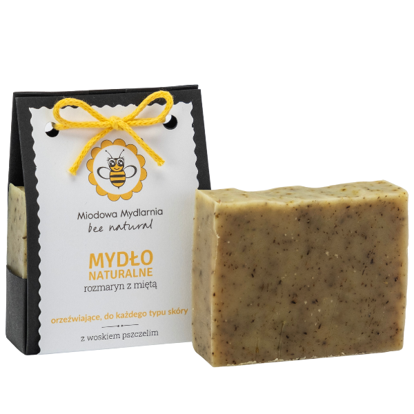 Miodowa Mydlarnia houtskool met honing en rozemarijn met munt