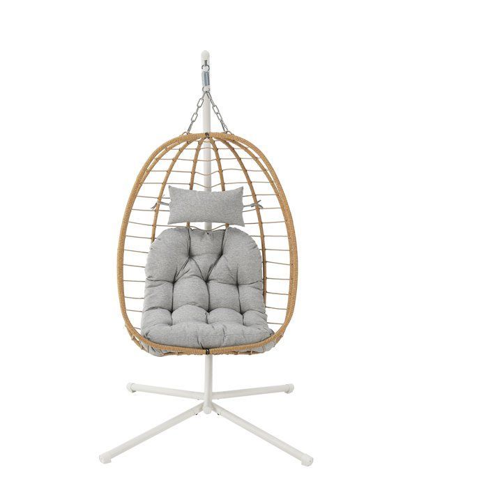 Poltrona sospesa a forma di uovo - PALAVA - Struttura in acciaio - Intreccio in rattan sintetico - P95 x L98 x H200 cm
