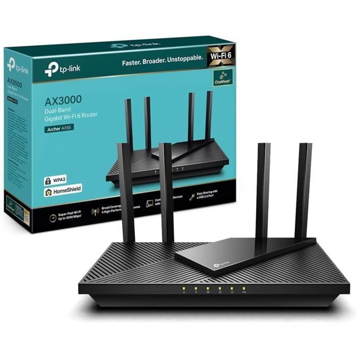Router WiFi 6 - TP-Link - Archer AX55 - AX3000 - 5 puertos Gigabit - Puerto USB 3.0 - Reacondicionado