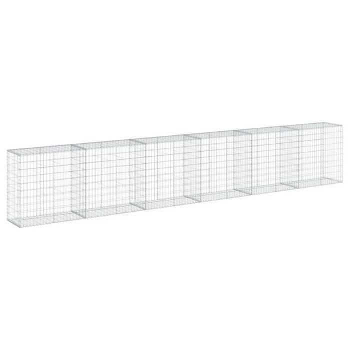 vidaXL Gabionkorf met deksel 600x50x100 cm gegalvaniseerd ijzer, gabionmuur, gabion keermuur, hekwerk 3295147