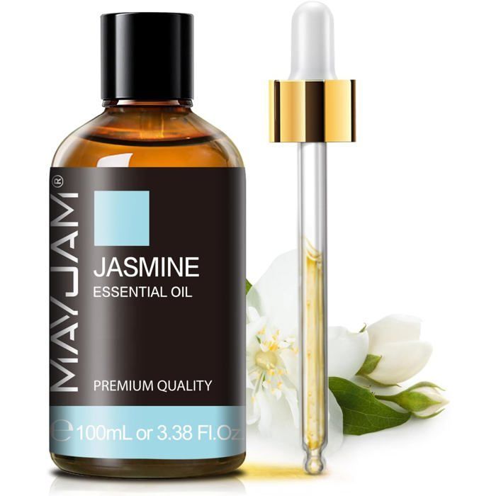 Aceite esencial de jazmín 100 ml, aceite de jazmín 100% puro, ideal para aromaterapia, difusor de aromas y aceite de masaje perfumado.