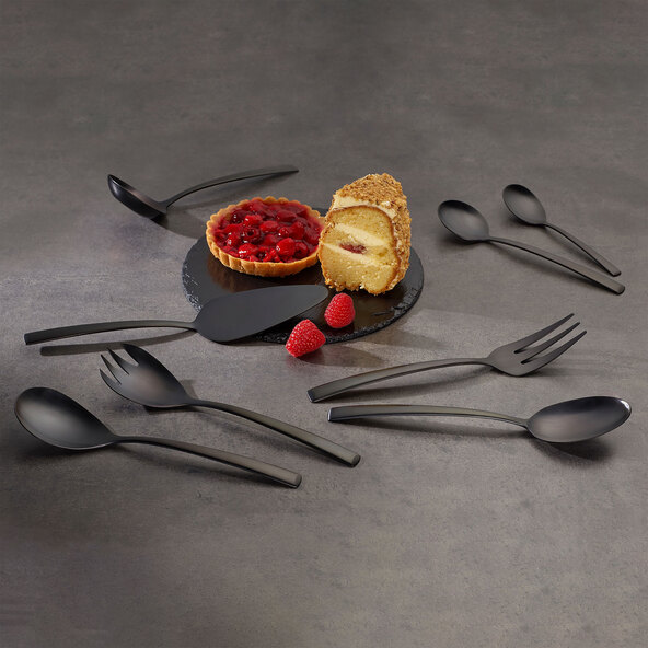 Set de tacâmuri Avelino, 68 de piese, pentru până la 12 persoane, Black Edition
