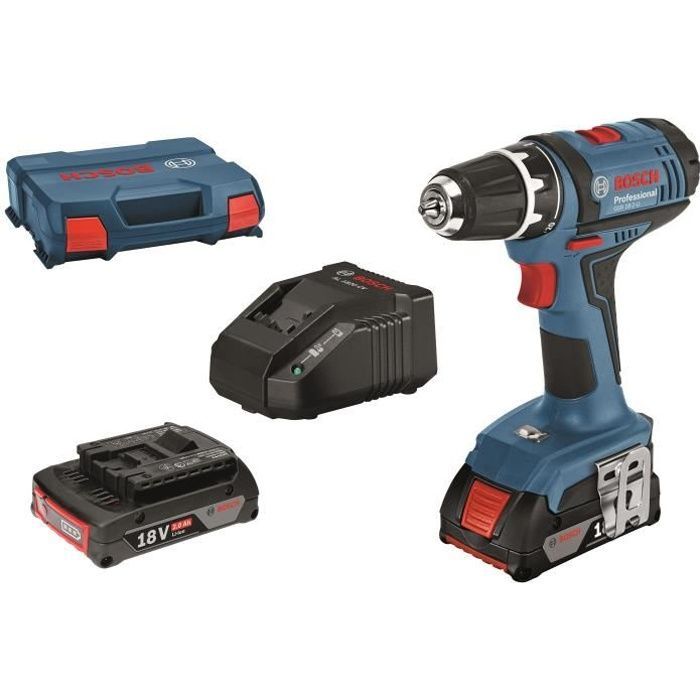 Taladro/atornillador inalámbrico Bosch Professional GSR 18-2-LI + 2 baterías de 2,0 Ah + cargador GAL 1820 LC - 06019B7305