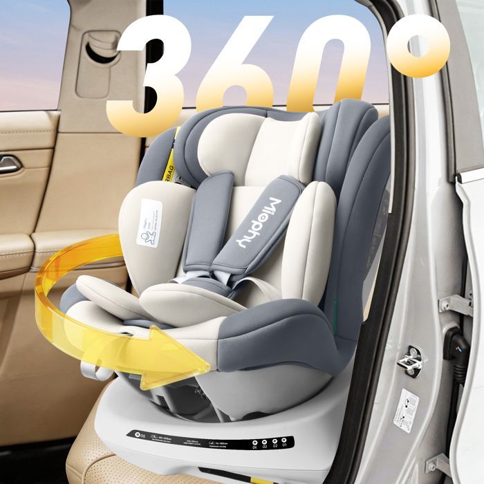 Silla de coche Miophy I-Size con Isofix y giro de 360°, de 40 a 150 cm, desde el nacimiento hasta los 12 años, Grupo 0+1/2/3, Gris